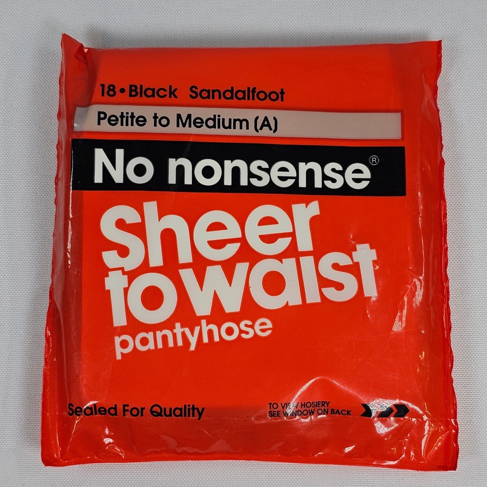 Vtg 1990 No nonsense Sheer to Waist Pantyhose Black Sandalfoot Petite‎ to Med A